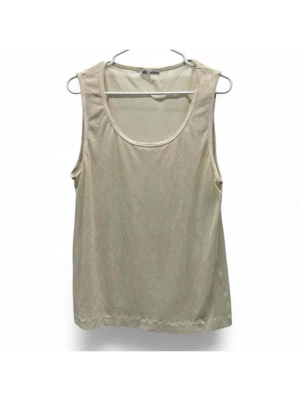Zara Men's Cream mesh tank
